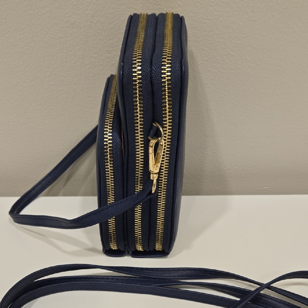 Navy Crossbody Bag with Gold Accents - Picture 5 of 12